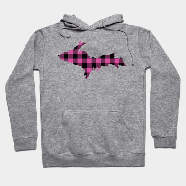 Upper Peninsula of Michigan Pink Flannel State Hoodie by DoctorWatsonDesigns